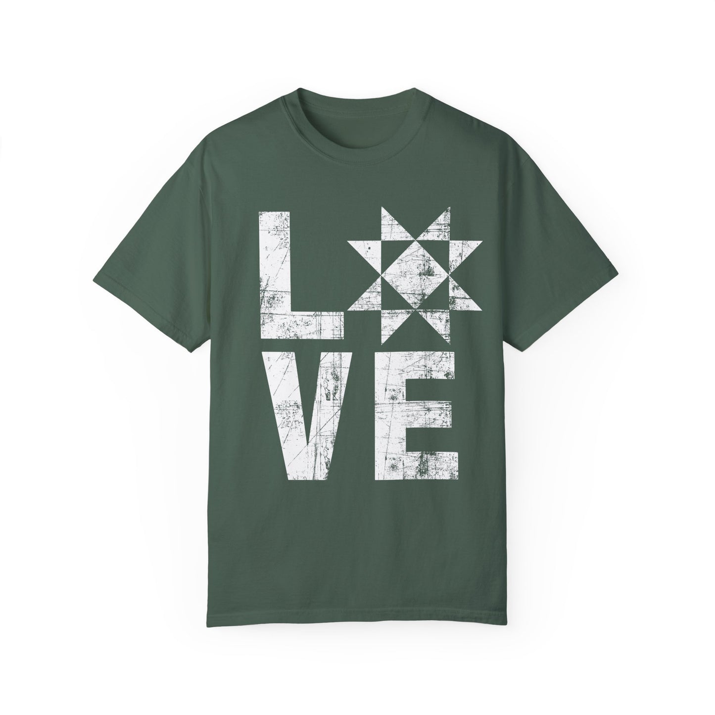 Distressed Love Quilt Block Comfort Colors T-shirt
