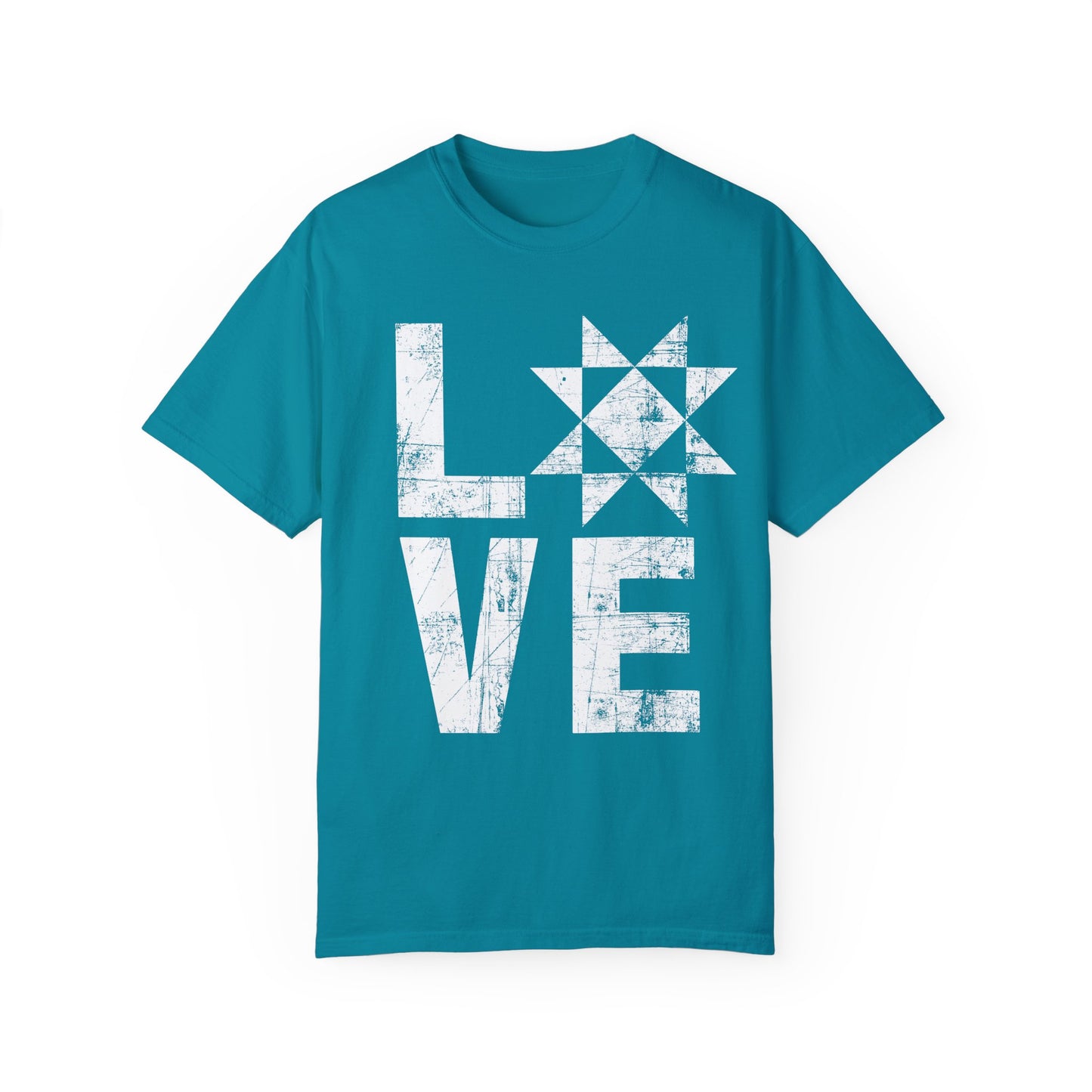 Distressed Love Quilt Block Comfort Colors T-shirt