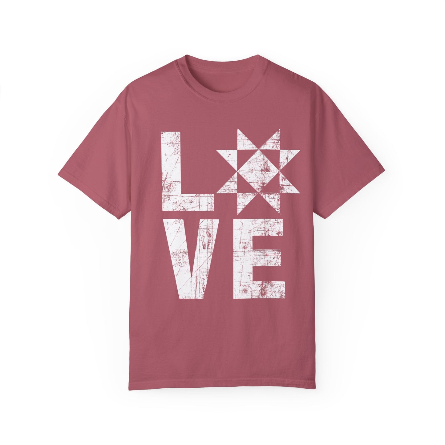 Distressed Love Quilt Block Comfort Colors T-shirt