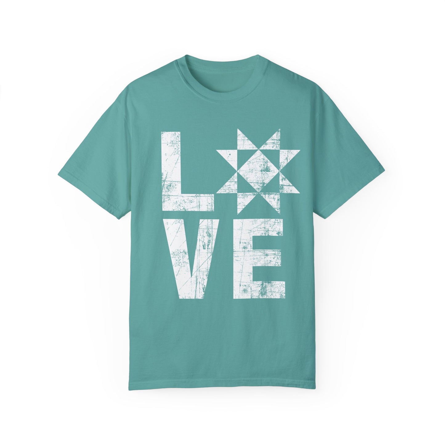 Distressed Love Quilt Block Comfort Colors T-shirt