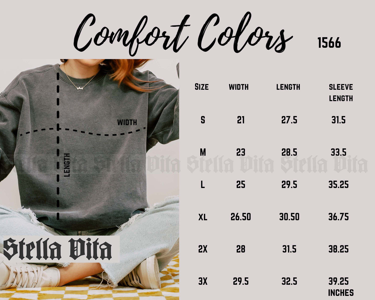 Comfort Colors 1566 Size Chart