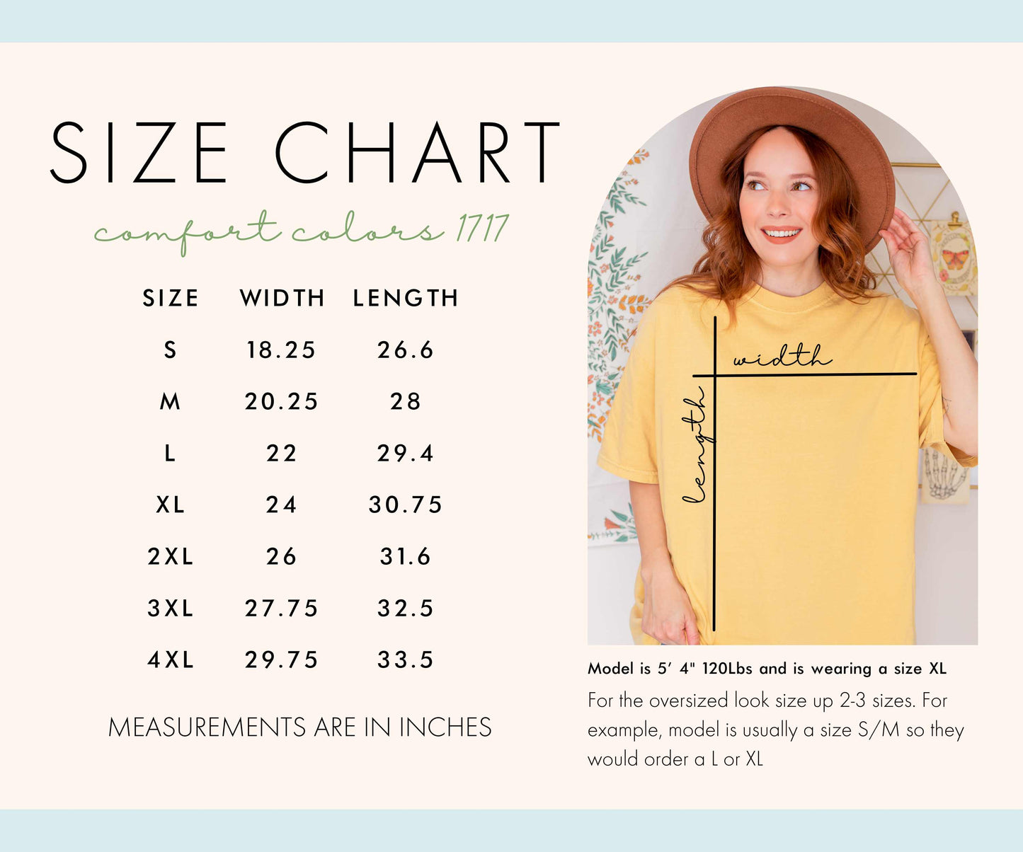 Comfort Colors 1717 Size Chart