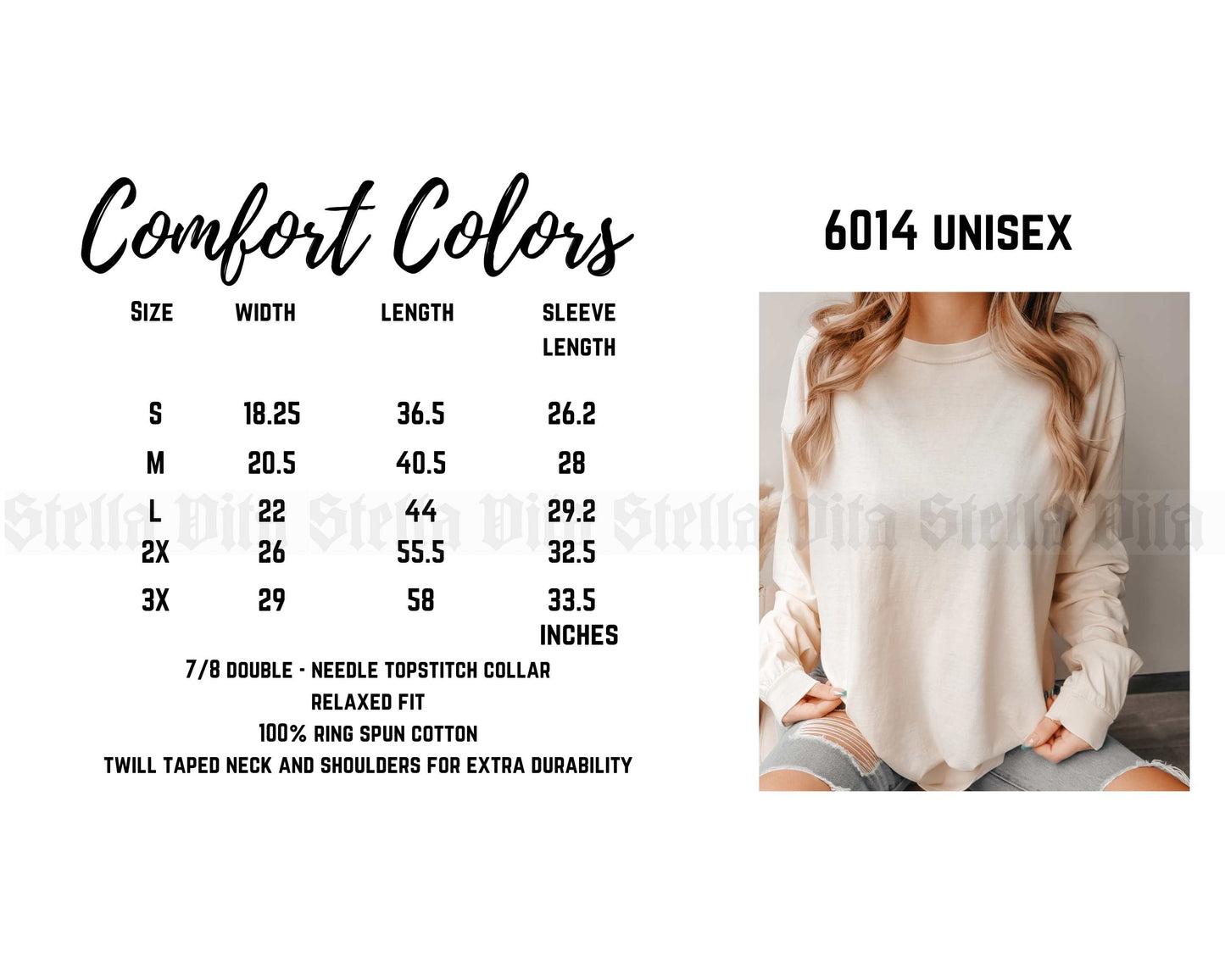 Comfort Colors 6014 Size Chart