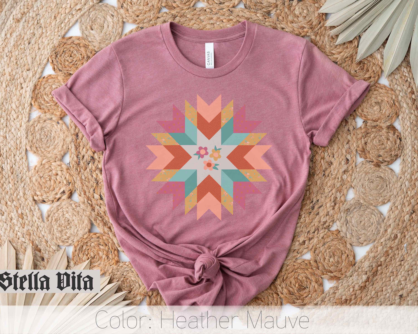 a t - shirt with a colorful star design on it