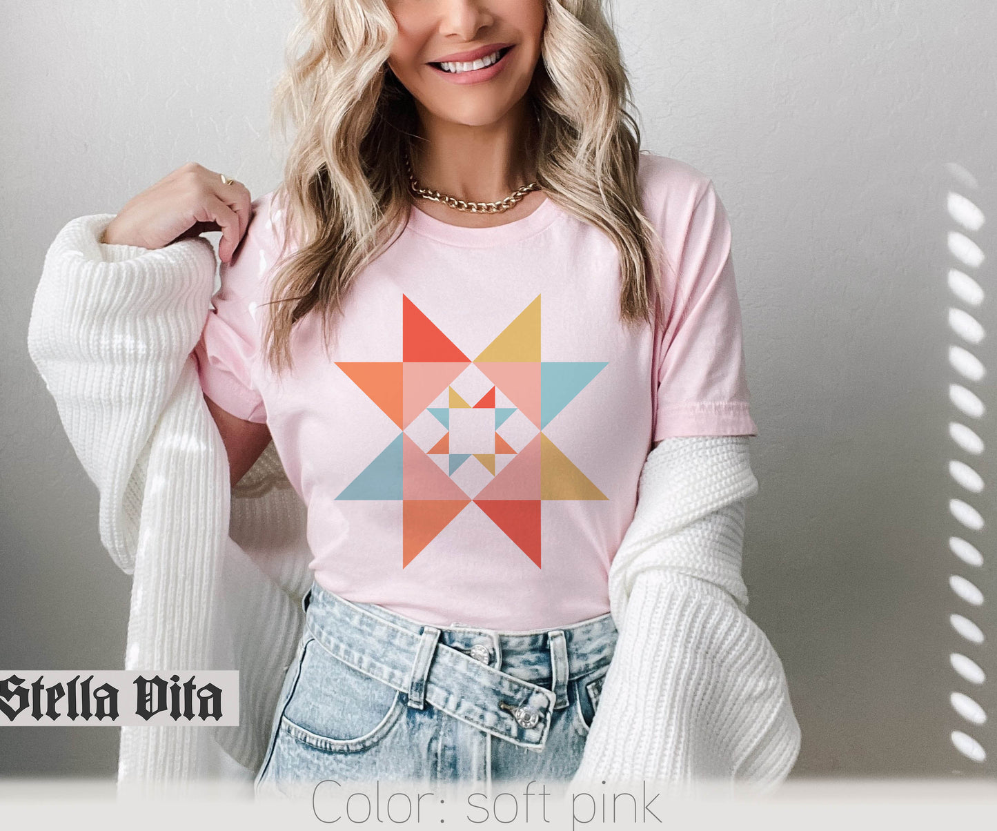 Evening Star Morning Star Quilt Block T-Shirt