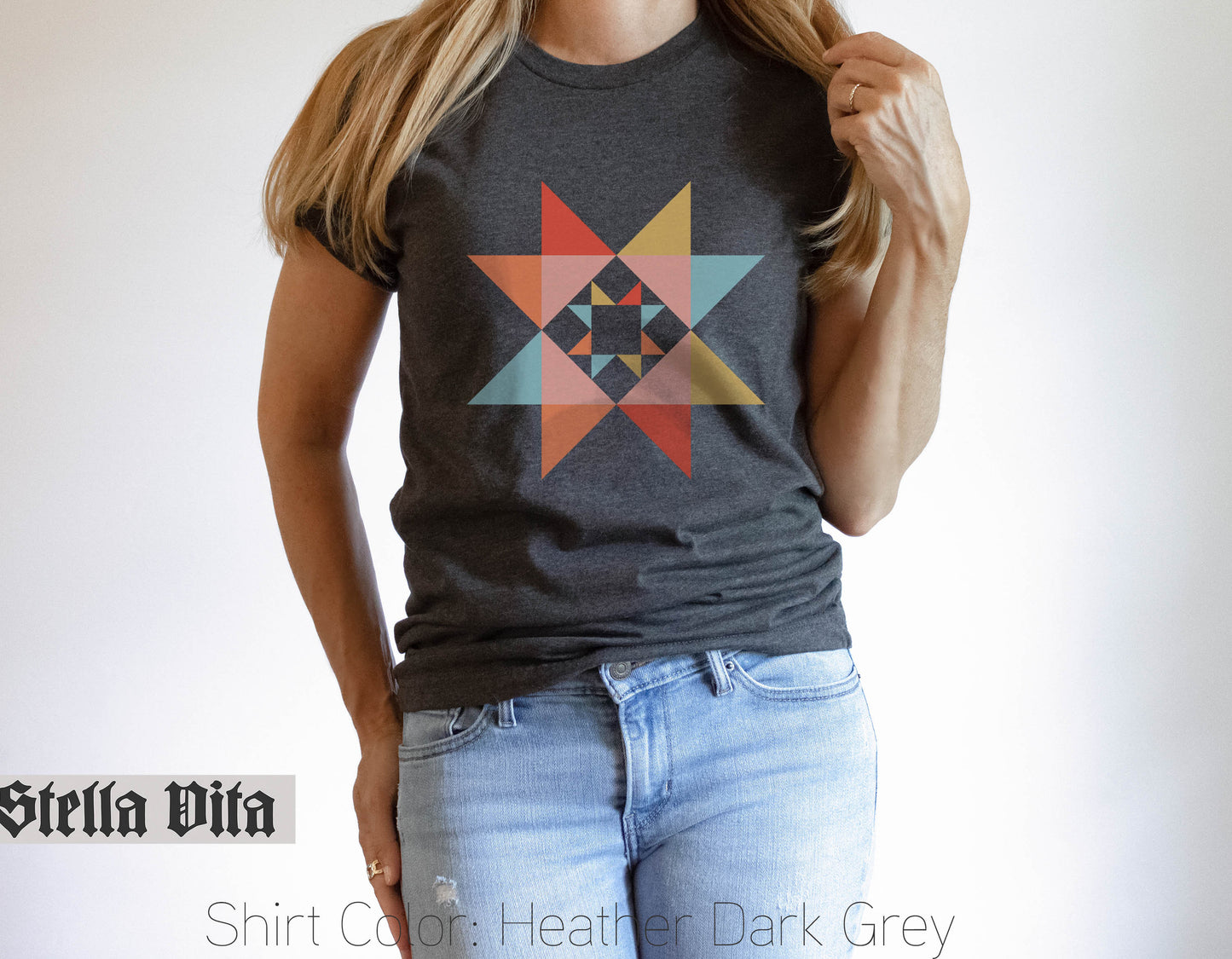 Evening Star Morning Star Quilt Block T-Shirt