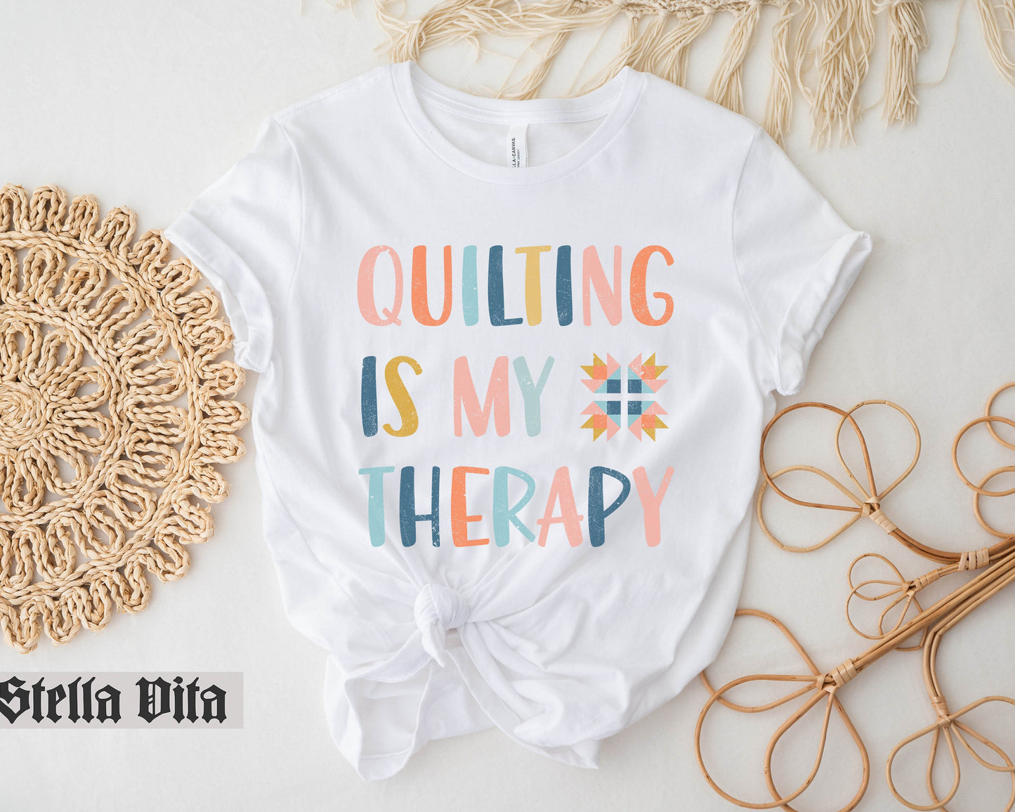 Quilting Is My Therapy Funny Quilt Block T-Shirt