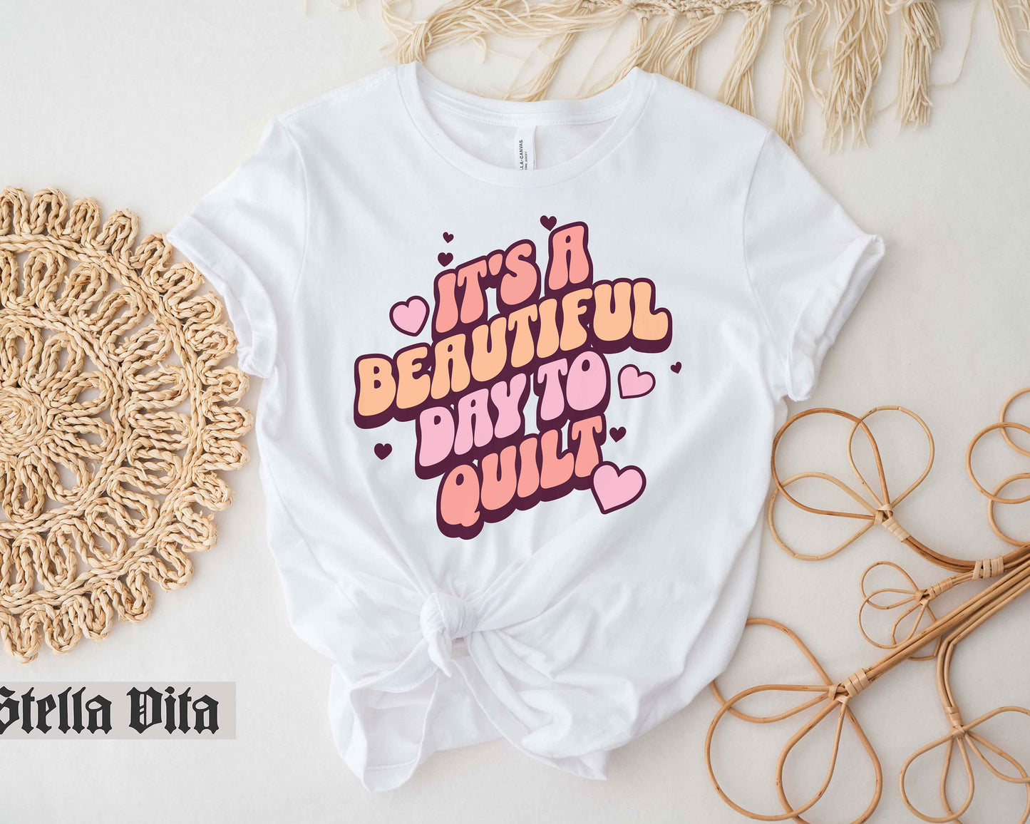 It's a Beautiful Day To Quilt Retro Style T-Shirt