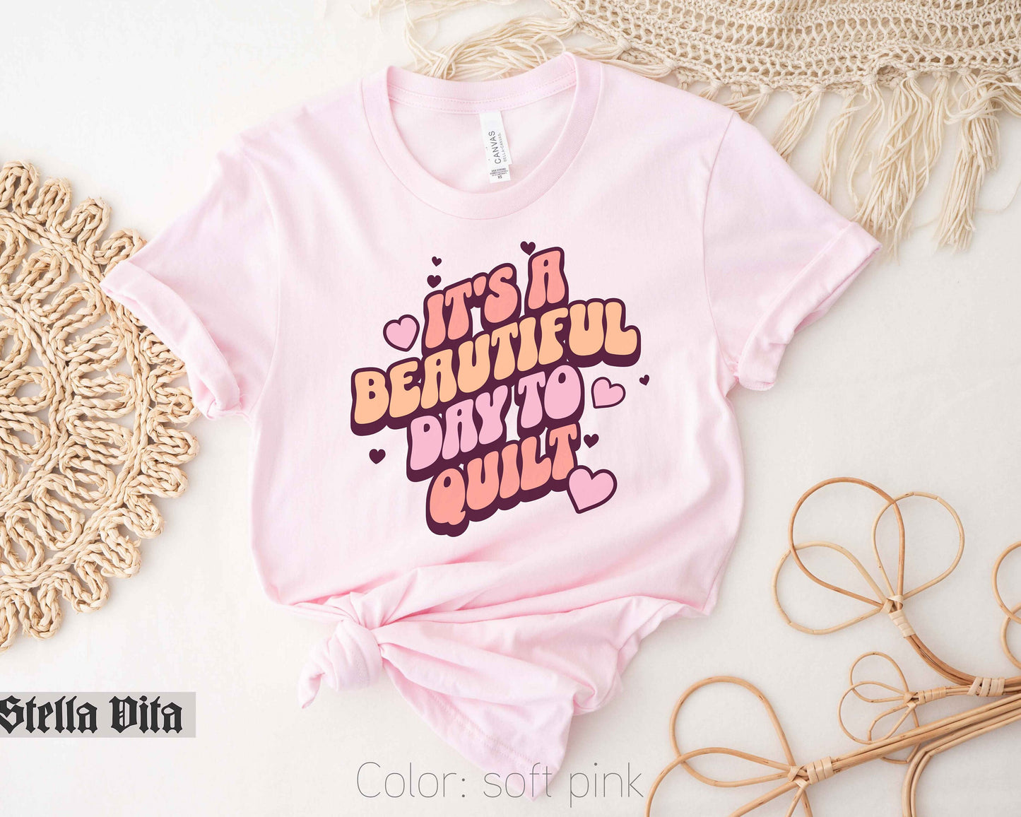 It's a Beautiful Day To Quilt Retro Style T-Shirt