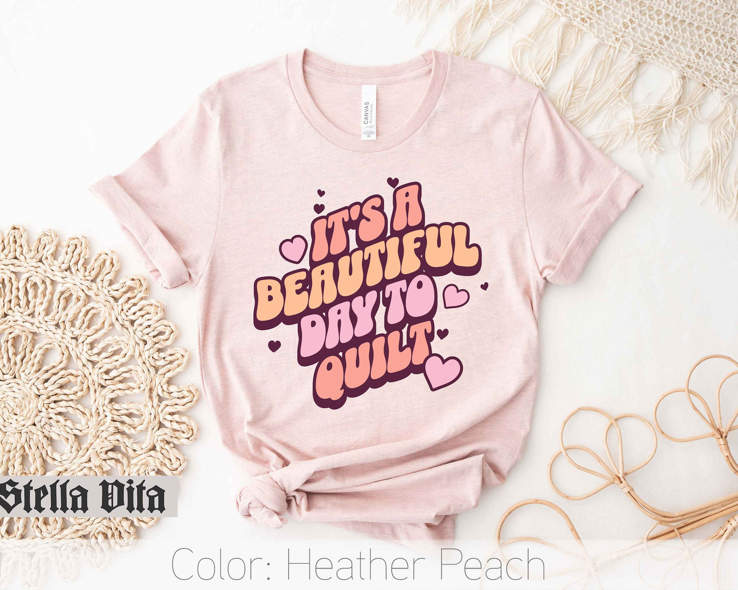 It's a Beautiful Day To Quilt Retro Style T-Shirt