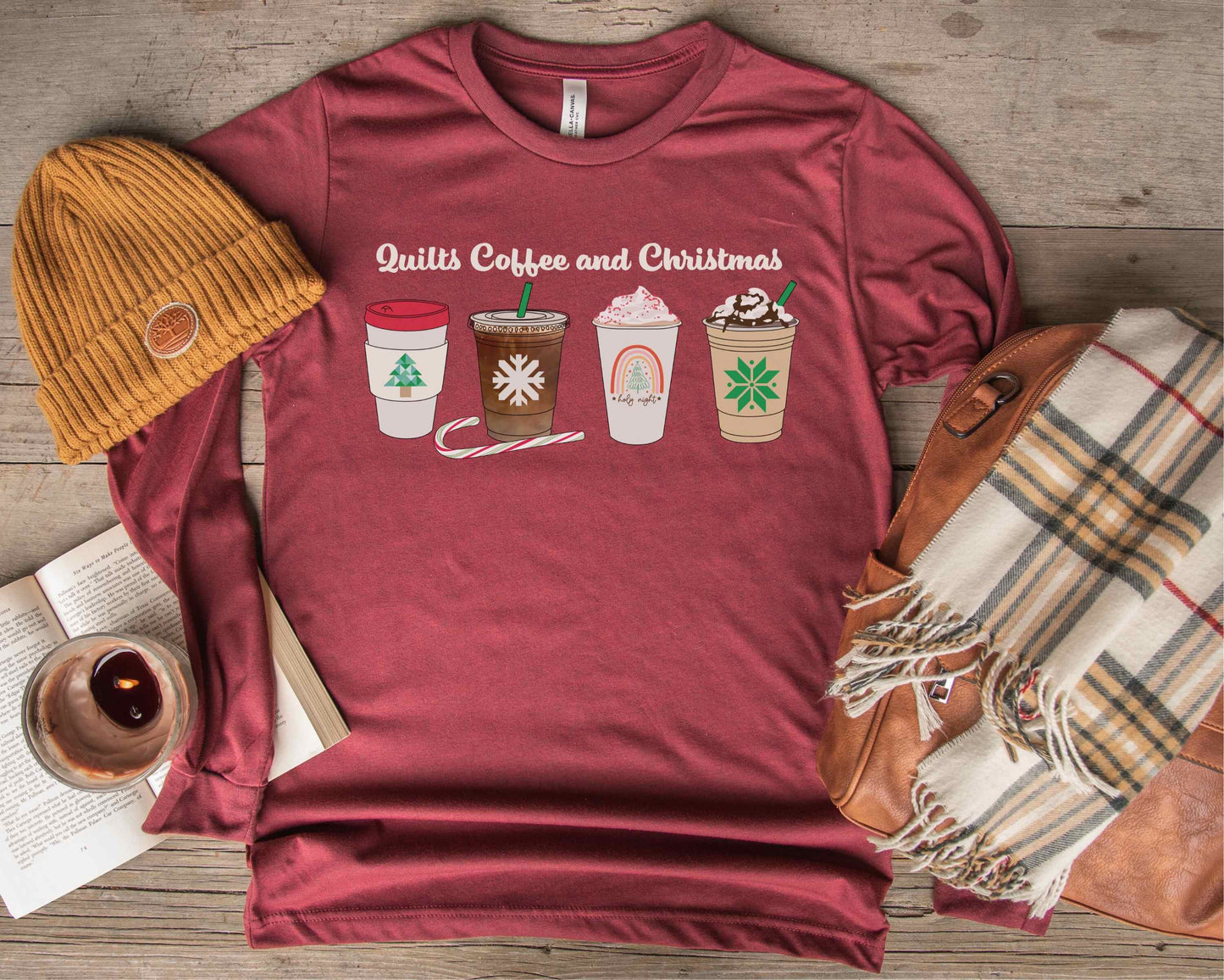 Quilts Coffee And Christmas Long Sleeve Shirt