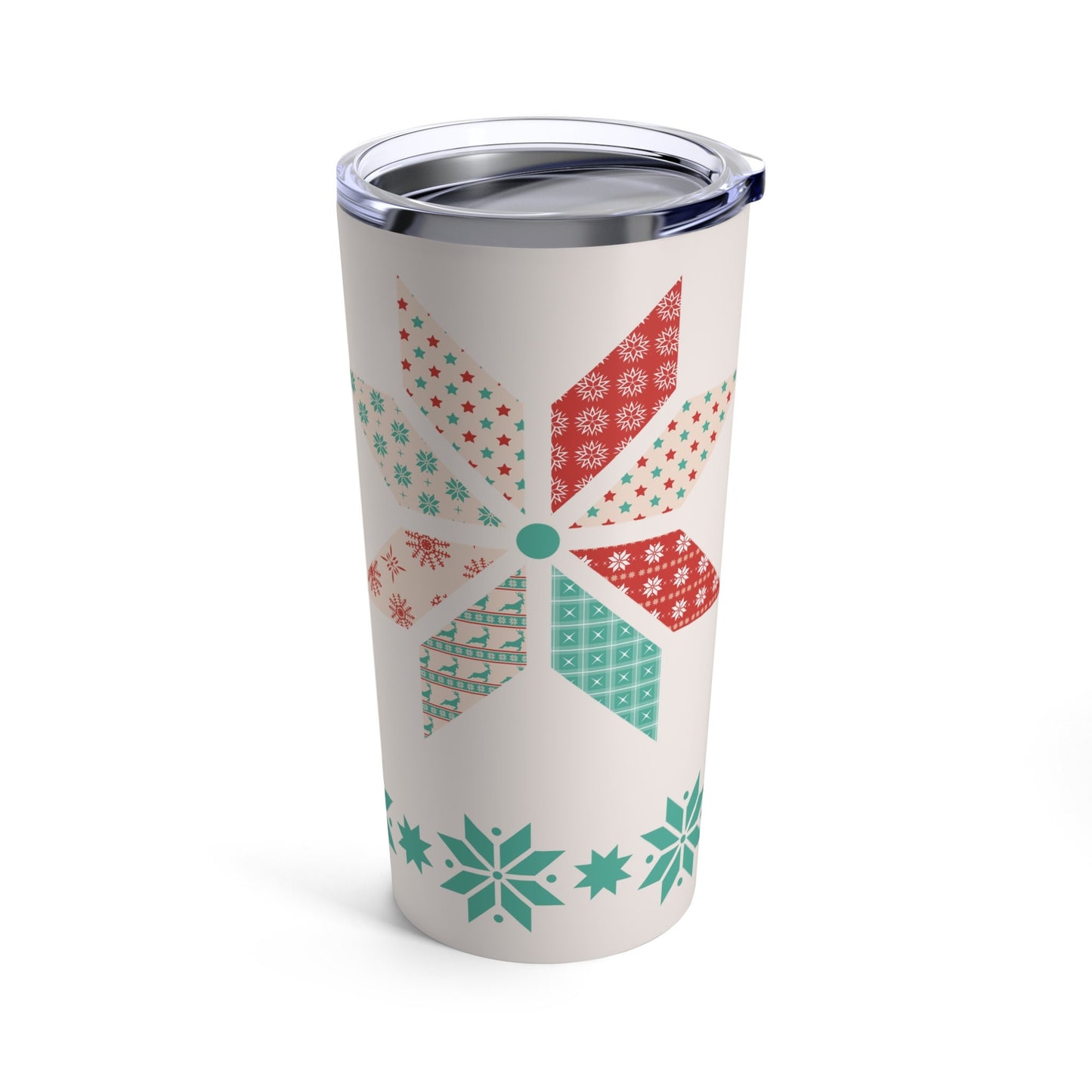 Christmas Star Quilt Block Travel Tumbler 20oz