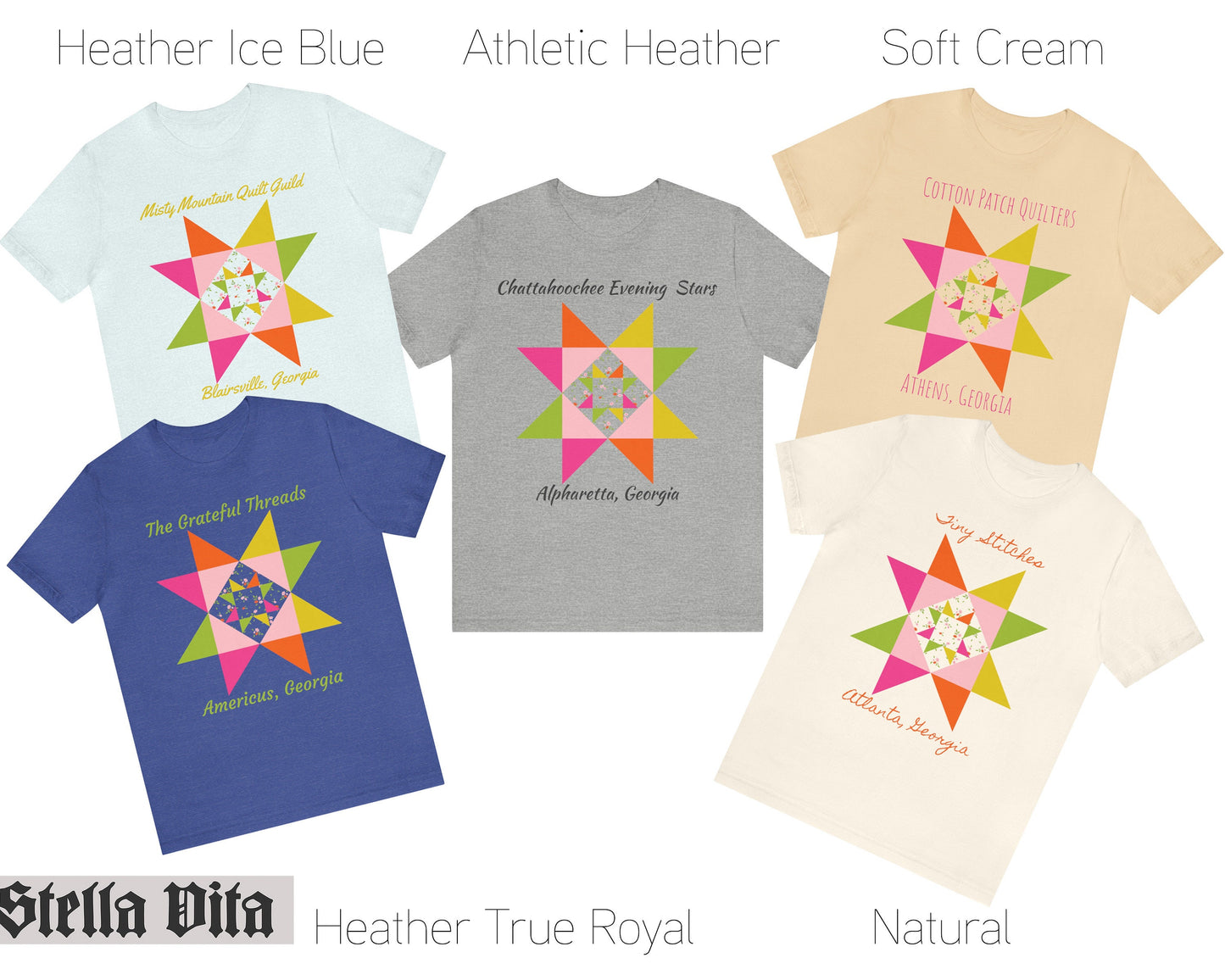 Custom Floral Quilt Block T-Shirt Personalized for Quilting Group