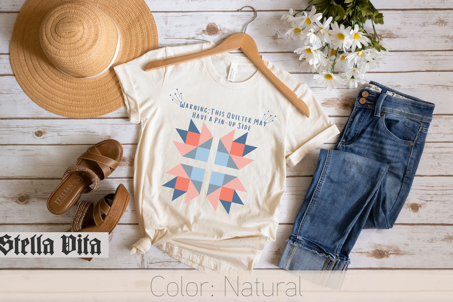Warning This Quilter May Have a Pin Up Side Funny Quilting T-Shirt
