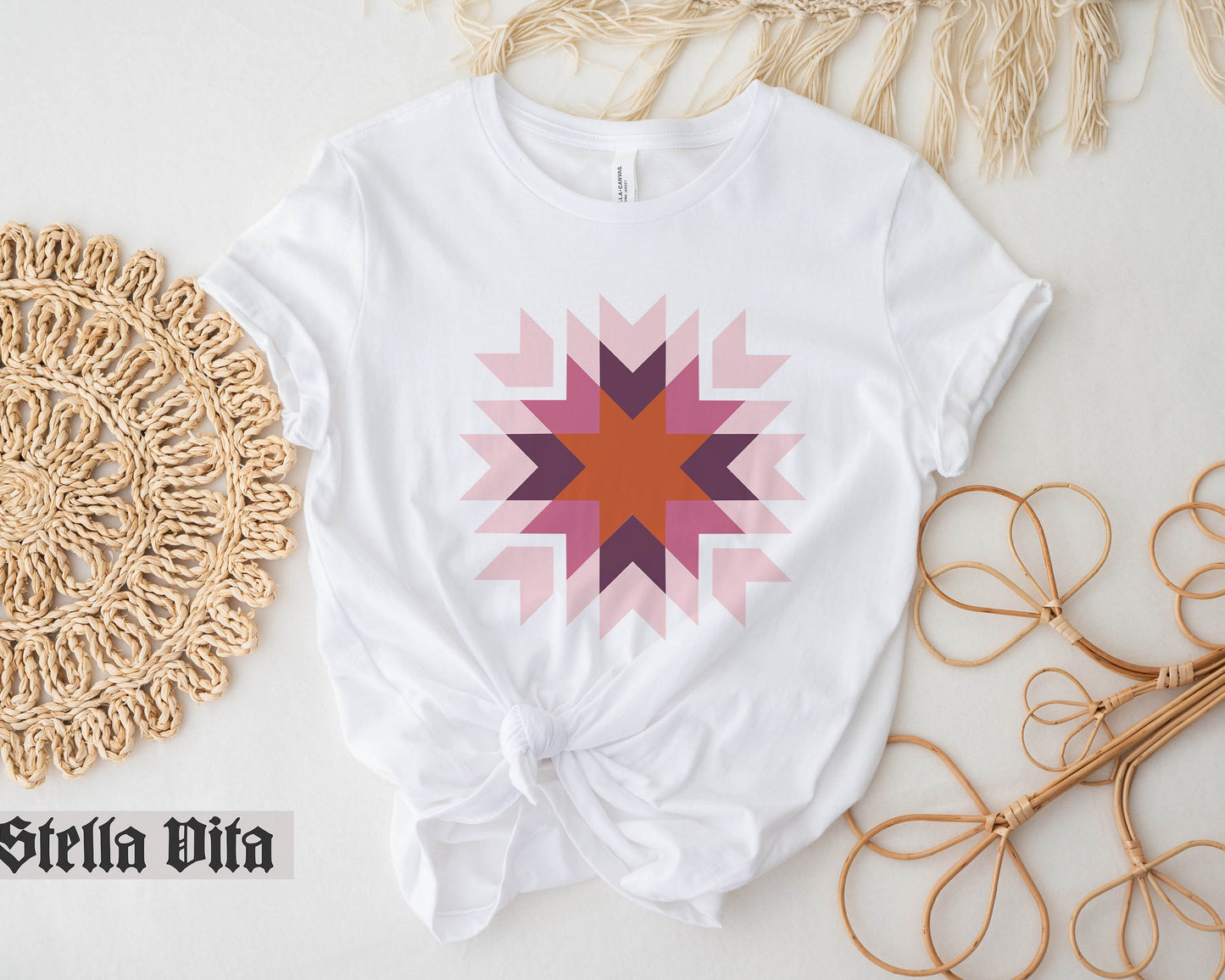 Homestead Star Warm Fall Colors Quilt Block T-Shirt