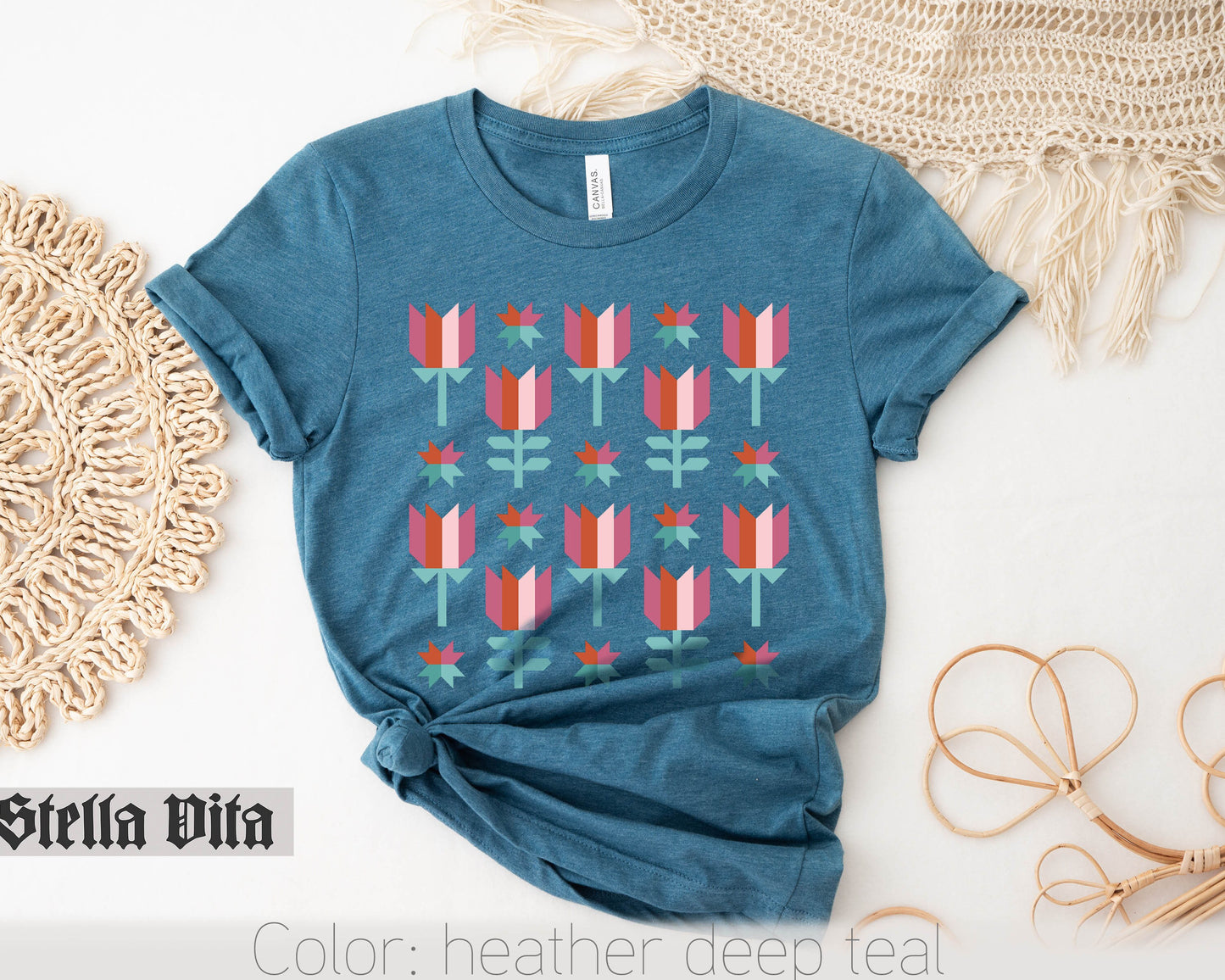 Spring Wild Flower Quilt Block T-Shirt