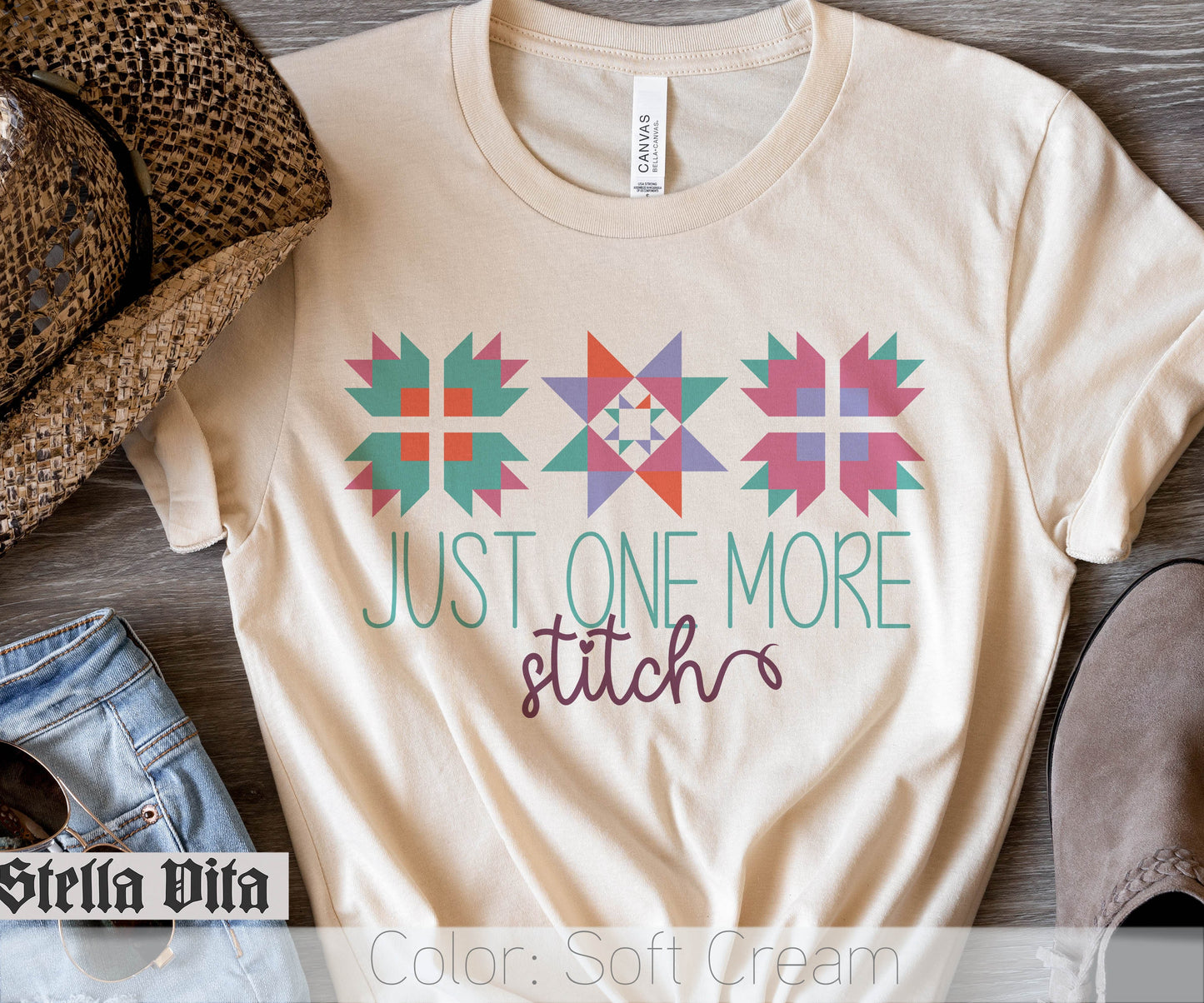 Just One More Stitch Fall Colors Funny Quilting T-Shirt