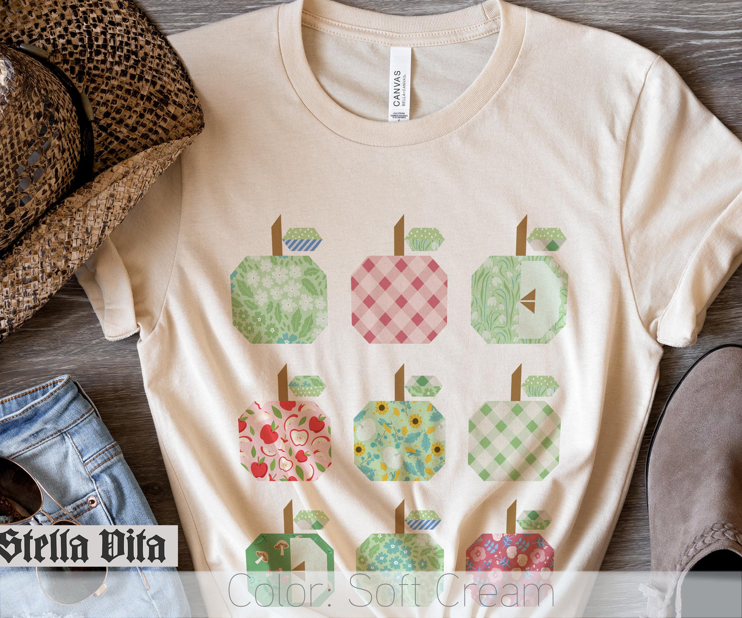 Fall Apple Picking Nine Blocks Quilting T-Shirt