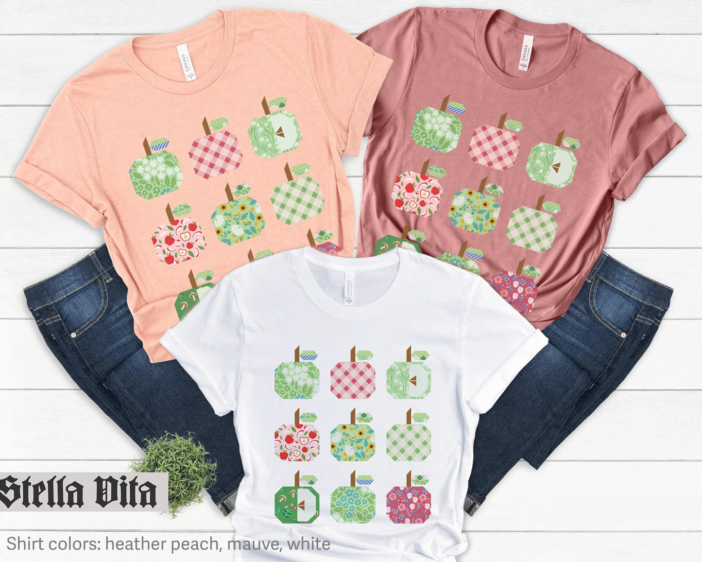 Fall Apple Picking Nine Blocks Quilting T-Shirt