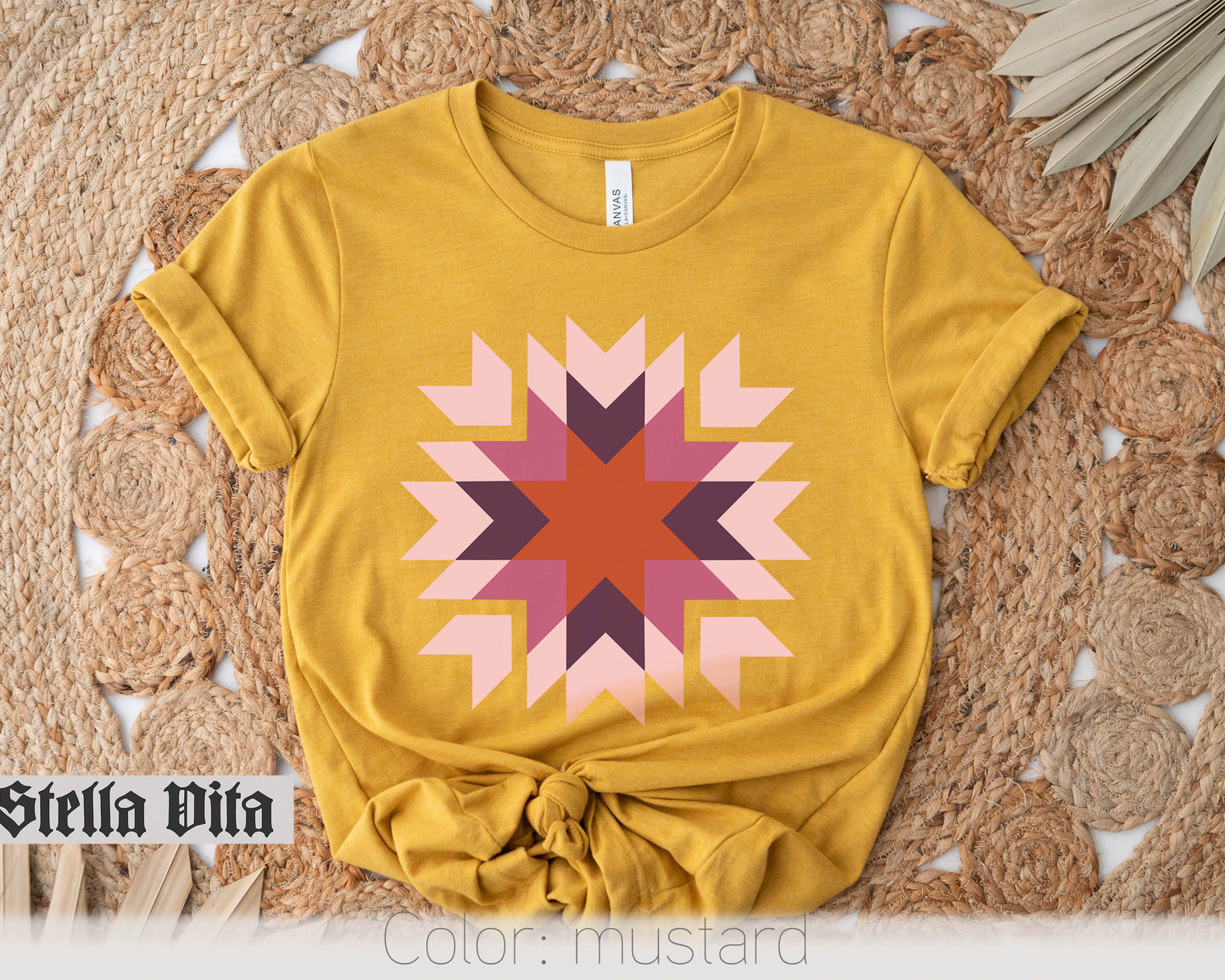 Homestead Star Warm Fall Colors Quilt Block T-Shirt