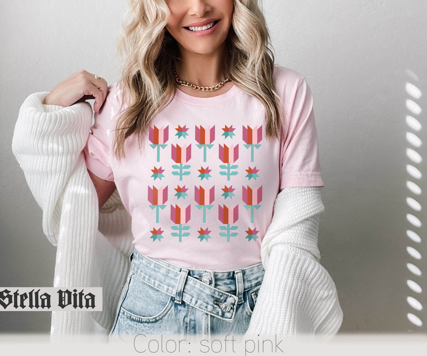 Spring Wild Flower Quilt Block T-Shirt