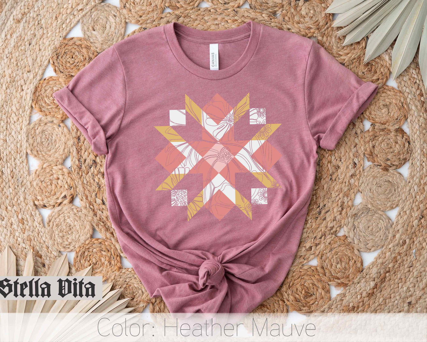Minimalist Wild Flower Quilt Block T-Shirt