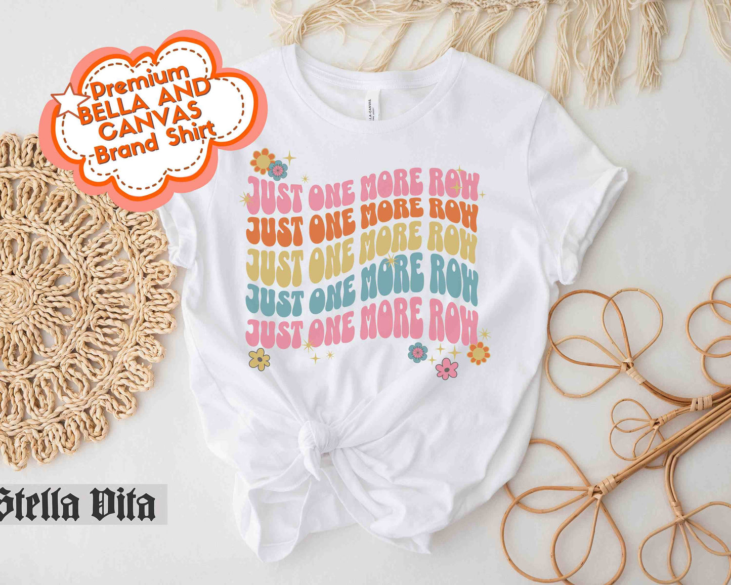 Just One More Row Retro Knitting or Crocheting T-Shirt