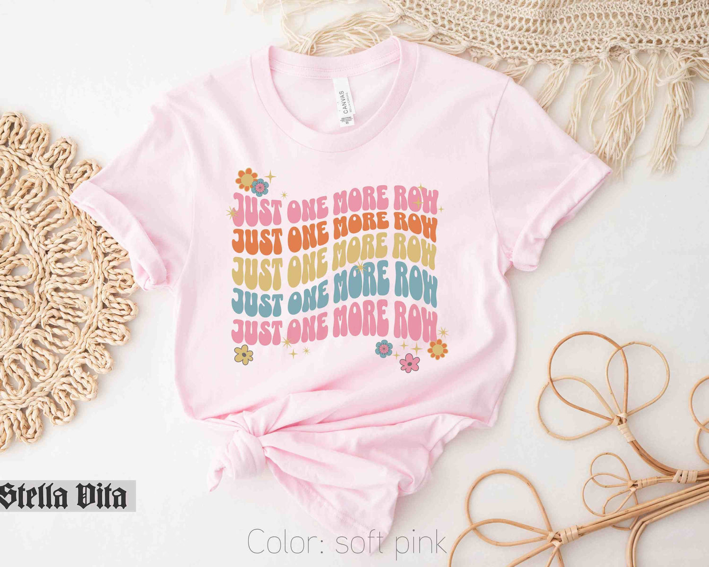 Just One More Row Retro Knitting or Crocheting T-Shirt