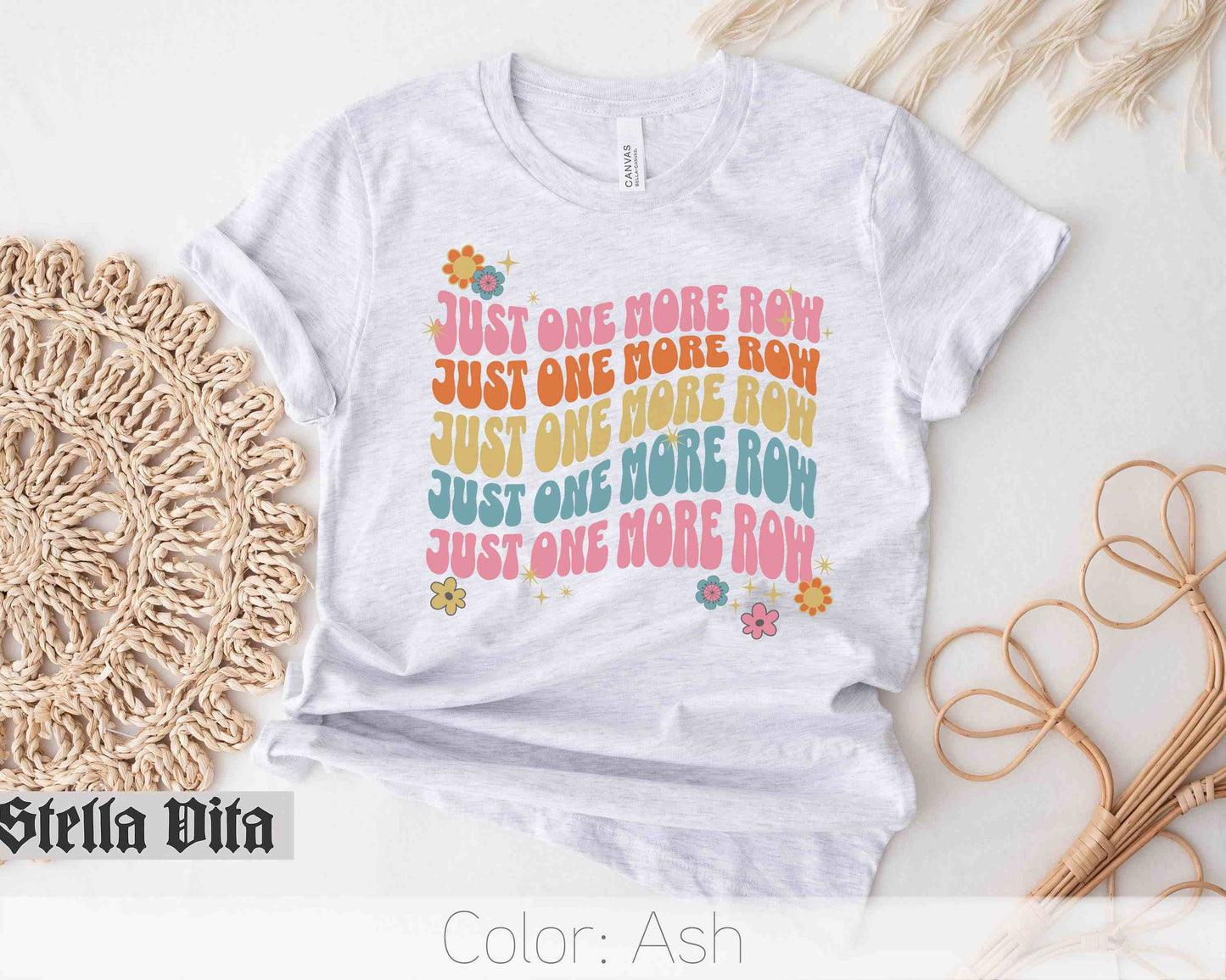 Just One More Row Retro Knitting or Crocheting T-Shirt