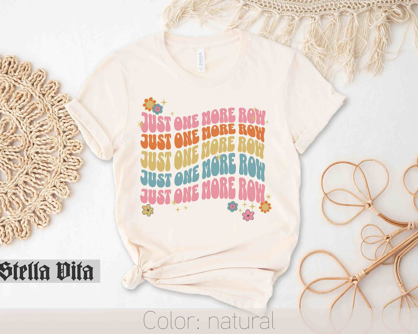 Just One More Row Retro Knitting or Crocheting T-Shirt