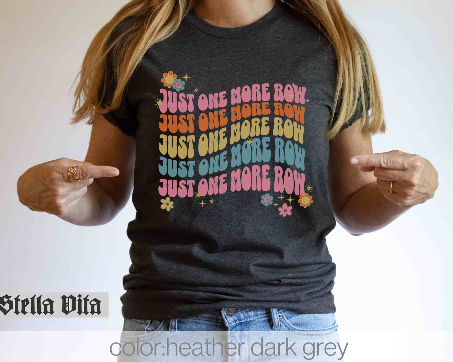 Just One More Row Retro Knitting or Crocheting T-Shirt