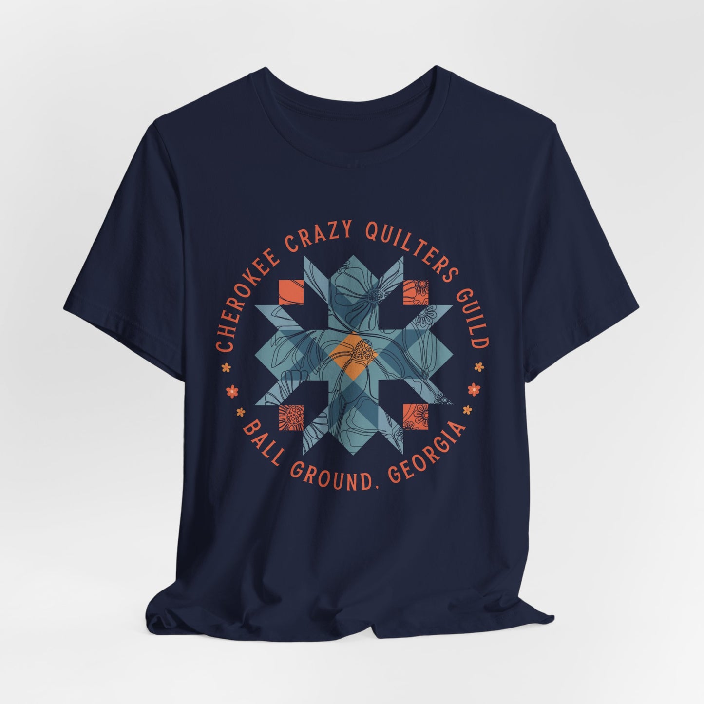 Custom Quilt Guild Tshirt, Blue Floral Star