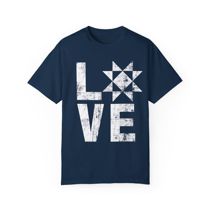 Distressed Love Quilt Block Comfort Colors T-shirt