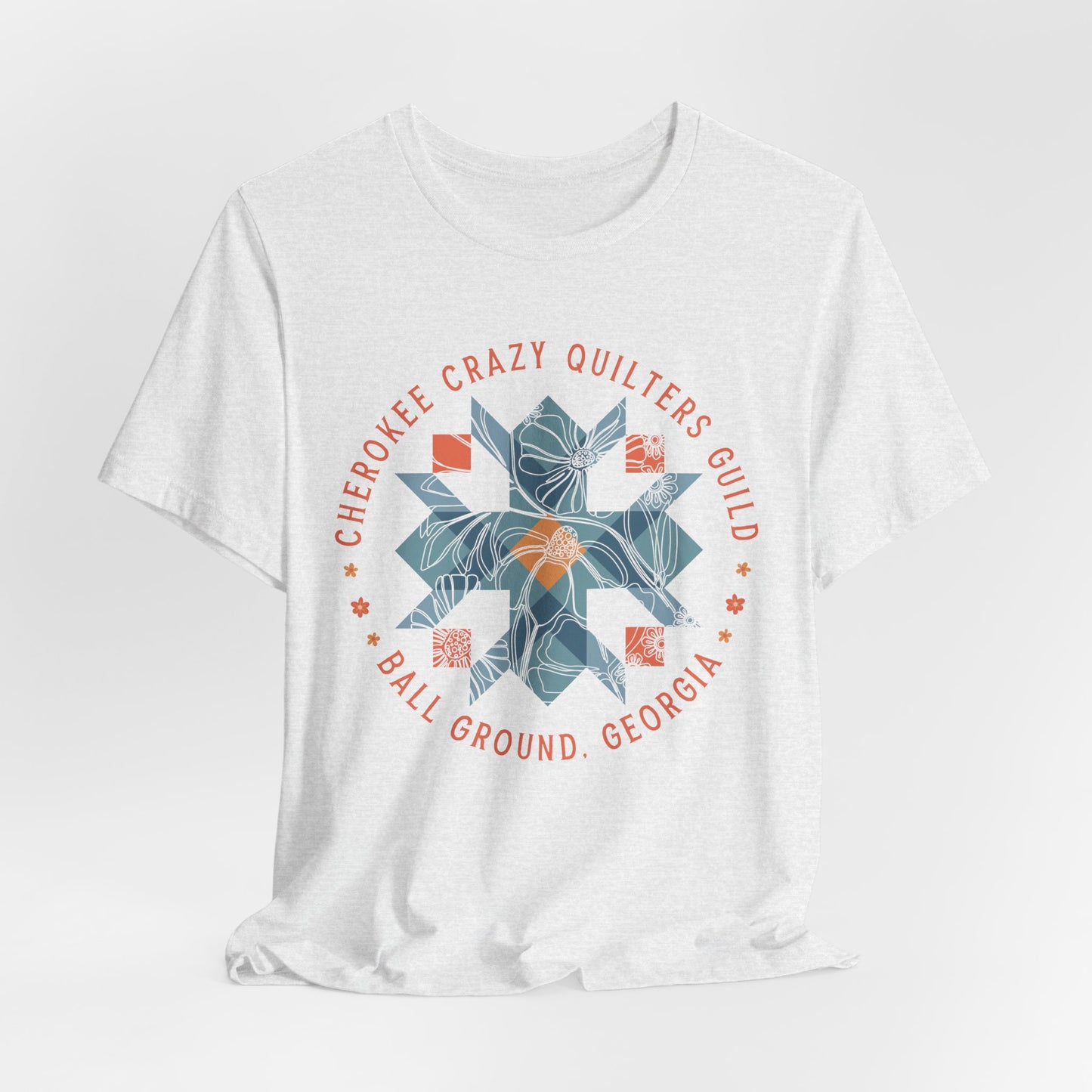 Custom Quilt Guild Tshirt, Blue Floral Star