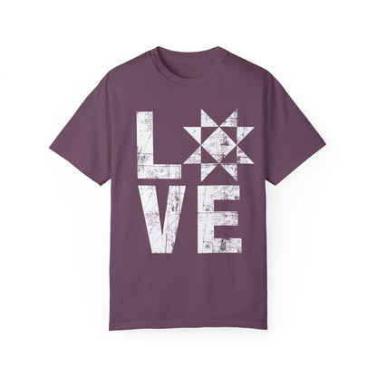Distressed Love Quilt Block Comfort Colors T-shirt