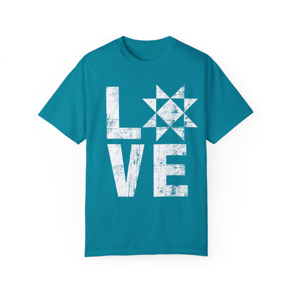 Distressed Love Quilt Block Comfort Colors T-shirt