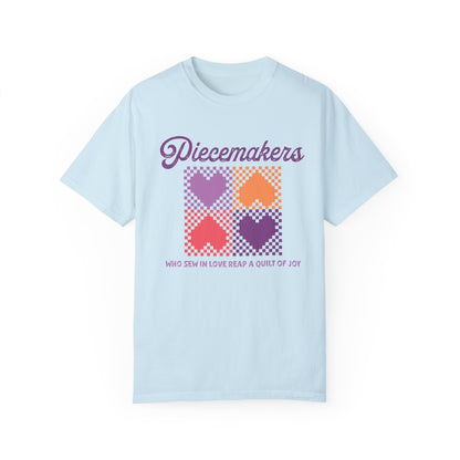 Piecemakers Quilting T-Shirt - Religious Quilted Hearts on Comfort Colors Tee