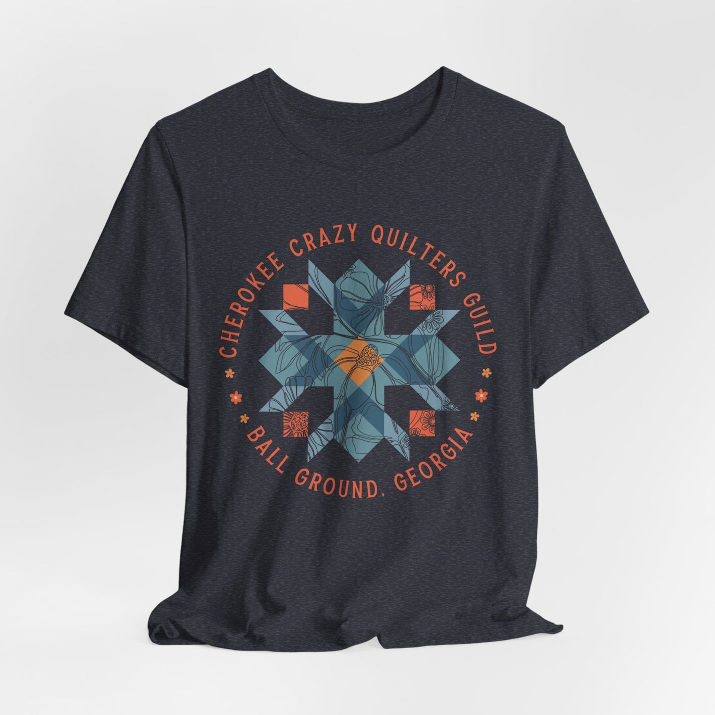 Custom Quilt Guild Tshirt, Blue Floral Star