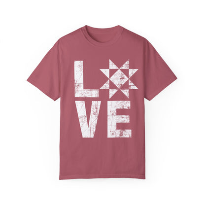 Distressed Love Quilt Block Comfort Colors T-shirt