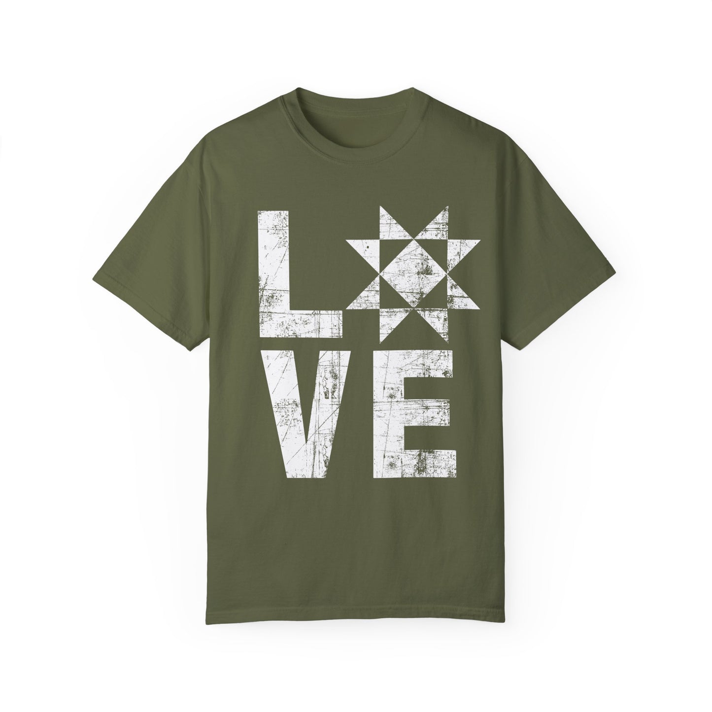 Distressed Love Quilt Block Comfort Colors T-shirt