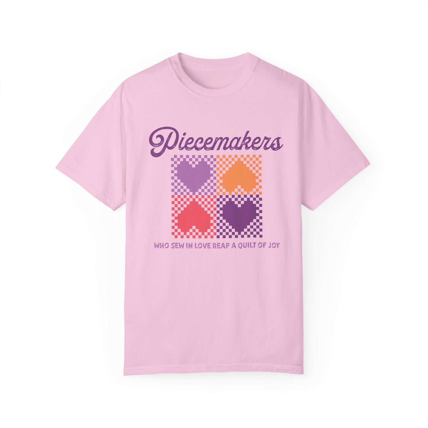 Piecemakers Quilting T-Shirt - Religious Quilted Hearts on Comfort Colors Tee