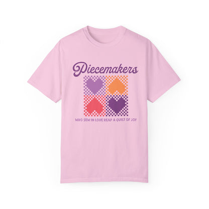 Piecemakers Quilting T-Shirt - Religious Quilted Hearts on Comfort Colors Tee
