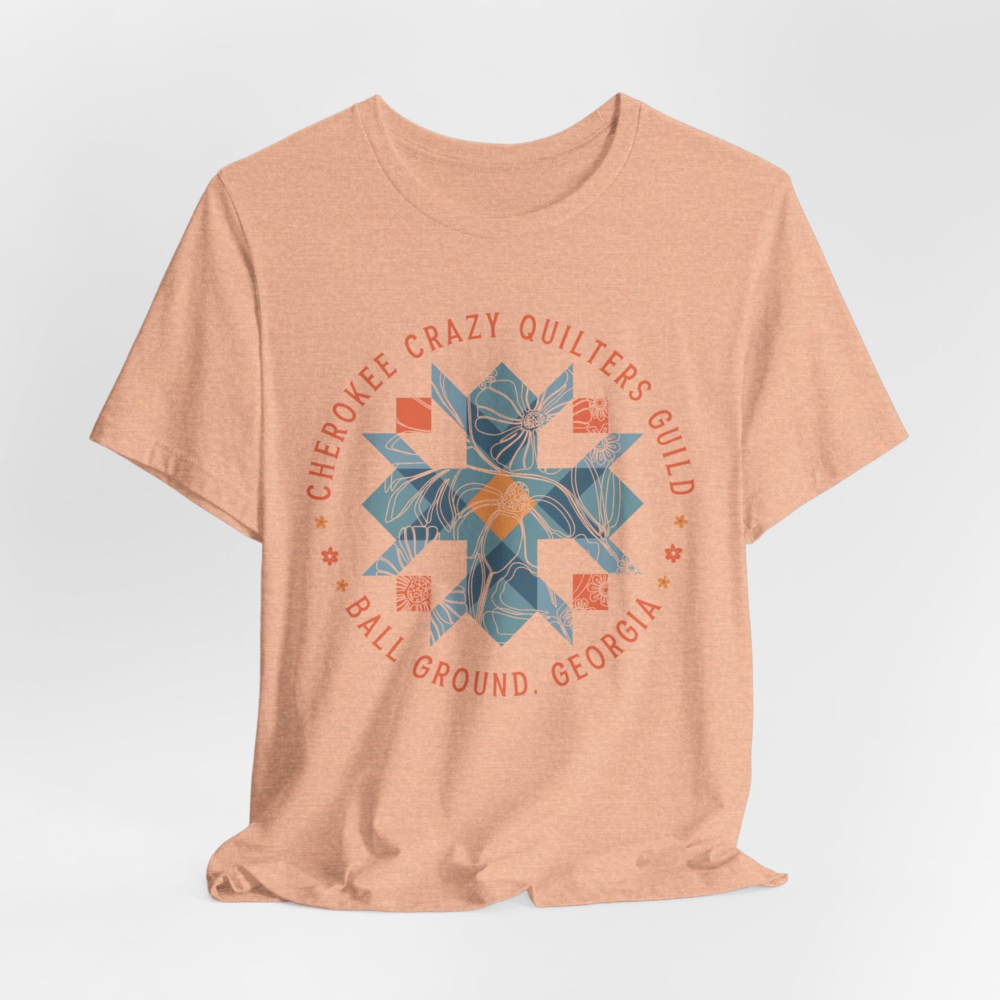 Custom Quilt Guild Tshirt, Blue Floral Star