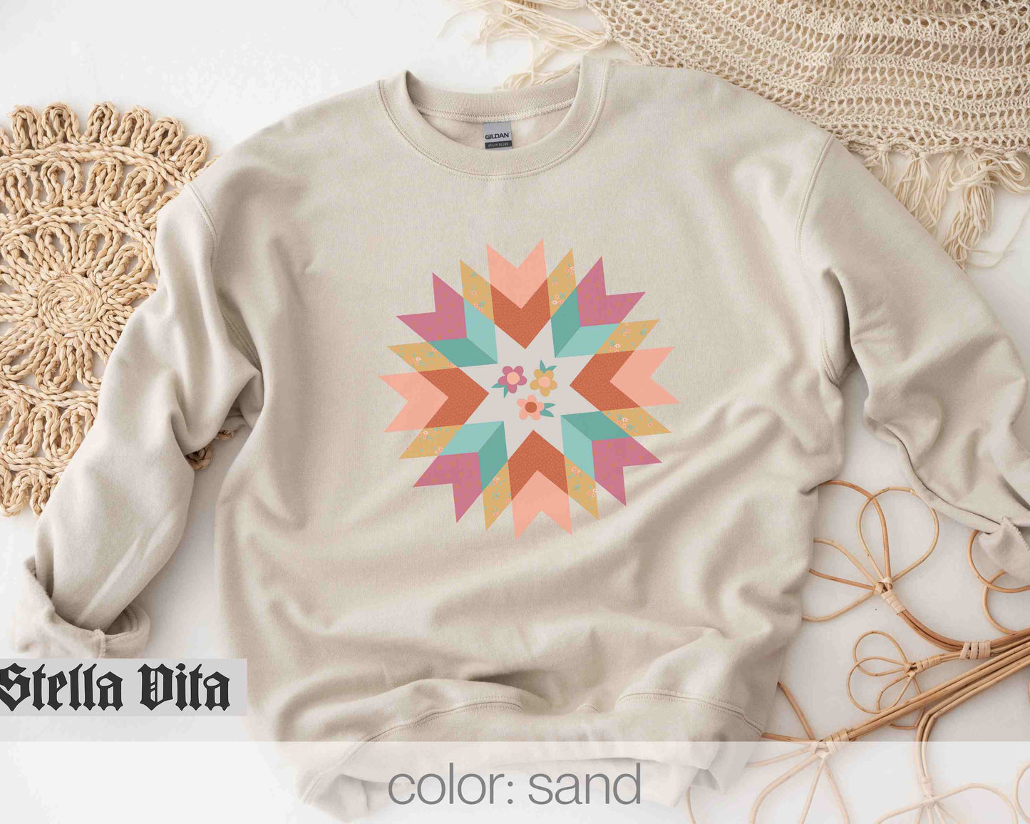 a sweater with a colorful star design on it