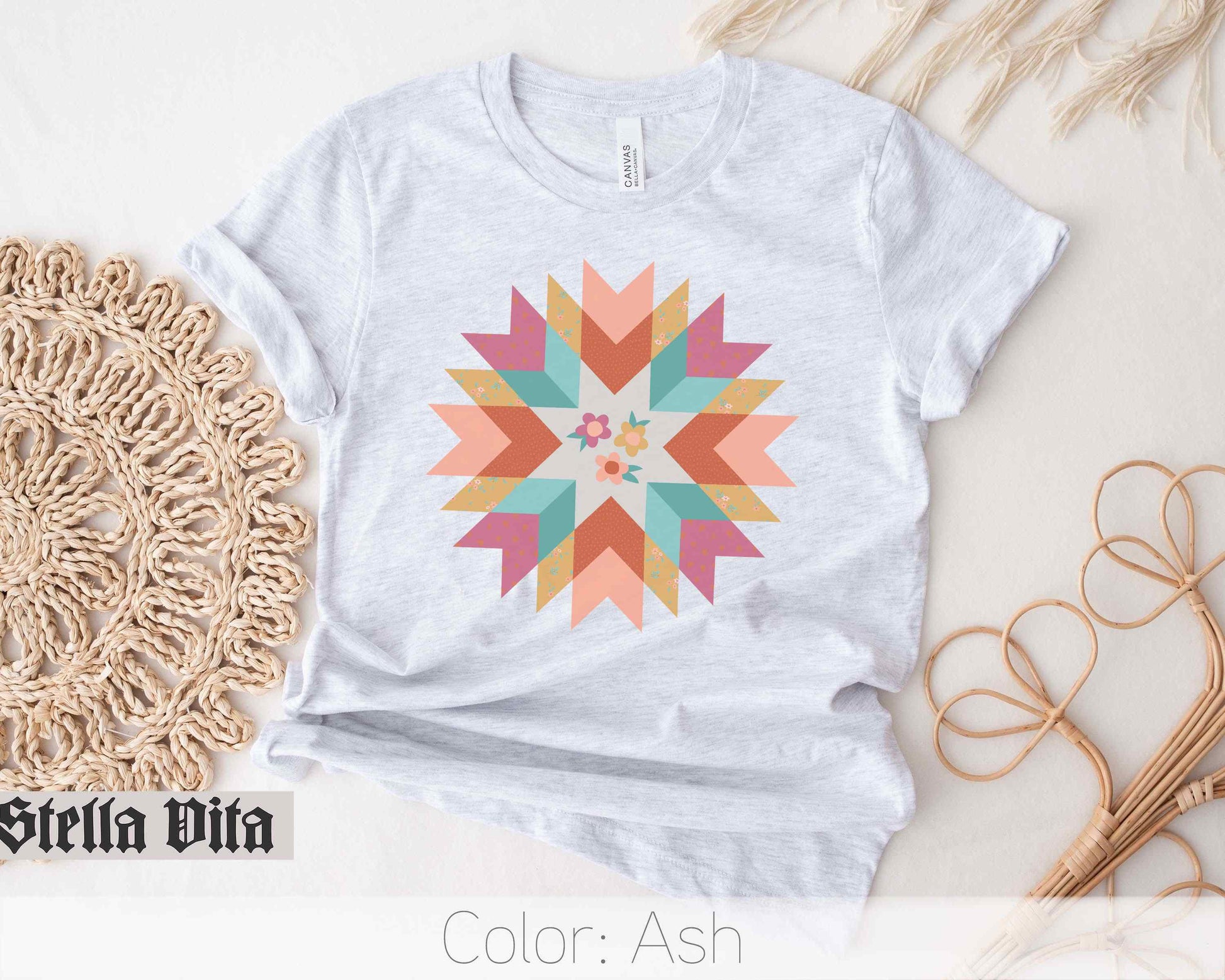 a t - shirt with a colorful flower on it