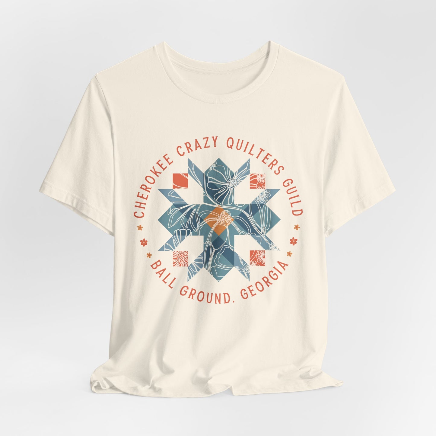 Custom Quilt Guild Tshirt, Blue Floral Star