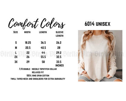 Comfort Colors 6014 Size Chart