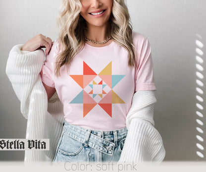Evening Star Morning Star Quilt Block T-Shirt