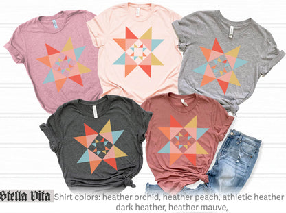 Evening Star Morning Star Quilt Block T-Shirt