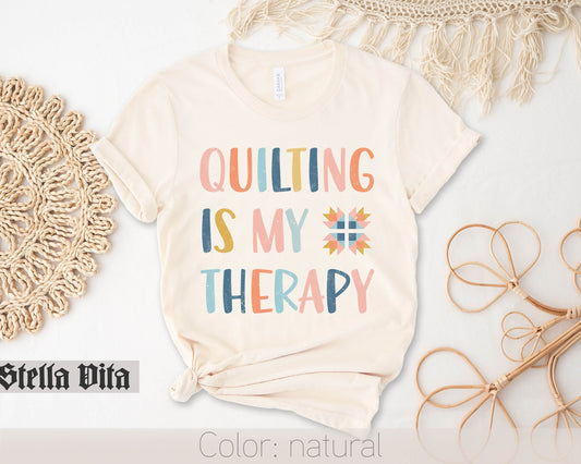 Quilting Is My Therapy Funny Quilt Block T-Shirt